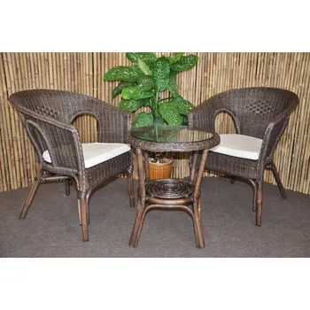 Sedací souprava Axin Trading Ratanová sedací souprava Fabion hnědá s polstry Polstr: Bílý