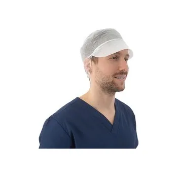 Podlahový mycí stroj Čepice s kšiltem z netkané textilie, 53 cm, 100 ks, bílá