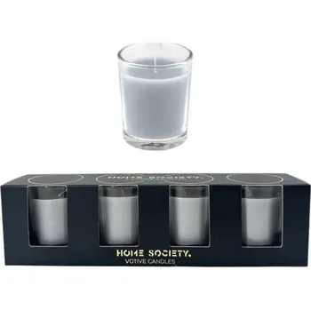 Svíčka Home Society Collection Sada 4x votivní svíčka ve skle, Grey s580016