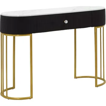 Konzolový stolek Konzolový stolek Montpellier 100 cm se zásuvkou černý/zlatý/mramor