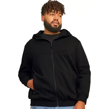 Oblečení a móda Velká pánská rozepínací mikina s kapucí hladká Jack & Jones 12263091 černá (4XL)