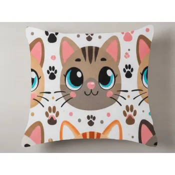 XPOSE® Mikroplyšový povlak na polštář ROZTOMILÉ KOČKY 40x40 cm, Mikroplyš + Prodloužená možnost vrácení zboží do 50 dnů