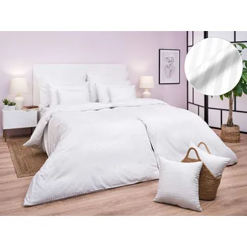 Povlečení DADKA VRACOV Povlečení atlas grádl bílý proužek 1 cm 240x220, 2x 70x90 cm