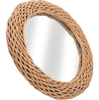 Zrcadlo Kulaté ratanové nástěnné zrcadlo, přírodní bohémsk styl, kulaté