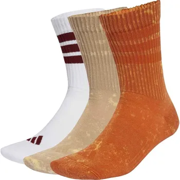 Dámské ponožky Ponožky adidas 3 Stripes Cushioned Crew Stone Wash 3 Pair Pack Fox Orange/Warm Sandstone/White S