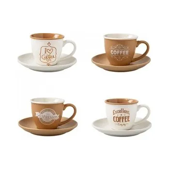 Set 4 kusů šálků s podšálky na kávu COLORI 90ml BRANDANI