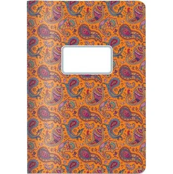 Sešit/Notes/Blok A5 oranžovo fialový vzor Paisley CEDON