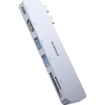 USB hub Dokovací stanice 6v1 Baseus Ultra Joy 100W 1xUSB-C, 2xUSB, 1xHDMI, SD/microSD slot šedá