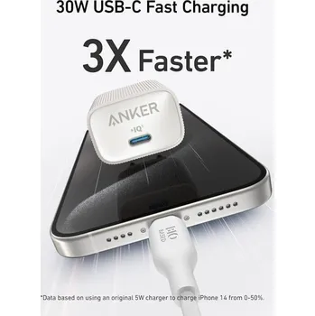 Nabíječka do sítě Anker 511 Nano 4 30W, USB-C bílá