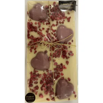 Cukrovinka Sklepudiwizsa, Kazimierz Dolny,Polsko BÍLÁ ČOKOLÁDA S MALINAMI A SRDÍČKY