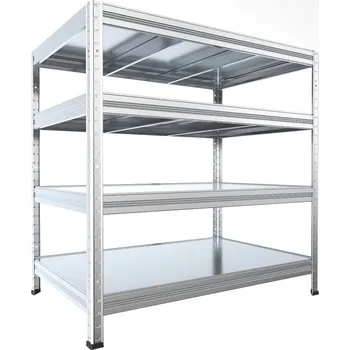 Dílenský regál Kovový regál do technické místnosti Biedrax 50 x 120 x 120 cm, pozinkovaný - 4 police pozink