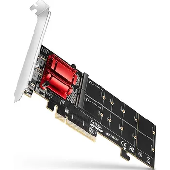 AXAGON PCEM2-ND, PCIe x8 řadič - 2x M.2 NVMe M-key slot, RAID, podpora desek bez bifurkace, vč. LP
