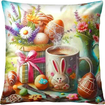 Polštář Velikonoční polštář HAPPY 45x45 cm Mybesthome Varianta: Povlak na polštář - s výplní, 45x45 cm