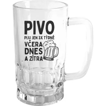 Sklenice Pivní půllitr - Pivo piju jen 3x týdně, včera, dnes a zítra - čirý