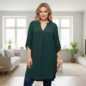 Dámská tunika Dámská dlouhá tunika Lea zelená barva