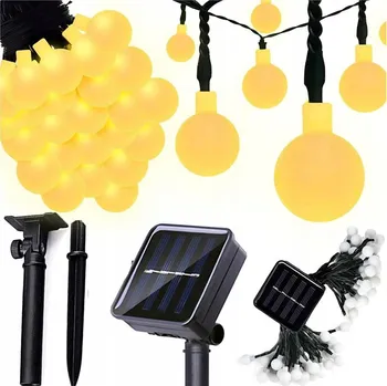 Venkovní osvětlení LED Solární dekorační řetěz 50xLED/8 funkcí 500 mAh 9,5 m IP67 teplá bílá