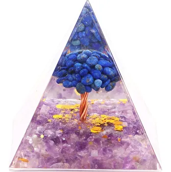 Drahý kámen Magieprirody.cz Orgonit pyramida 5x5 cm Ametyst kameny + strom Lapis Lazuli #OR114