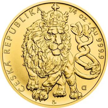 Zlatá 1/4oz investiční mince Český lev 2026 stand