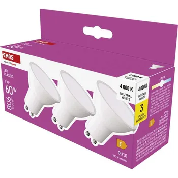 Žárovka LED žárovka Classic MR16 / GU10 / 7 W (60 W) / 806 lm / neutrální bílá 3ks