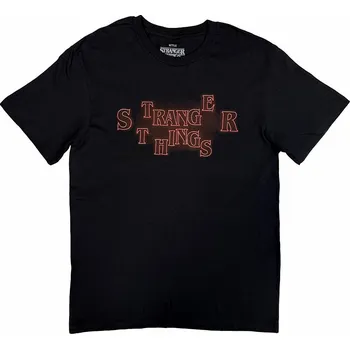 Pánské tričko Stranger Things tričko, Neon Logo Black, pánské L