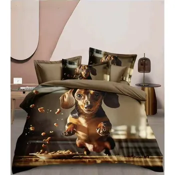 Povlečení Novinka 2026 – Roztomilé 3D povlečení 140x200/70x90 cm – Jezevčík + povlak na polštářek ZDARMA