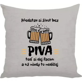 Polštář Pivní polštář - Představ si život bez piva - 40 × 40 cm