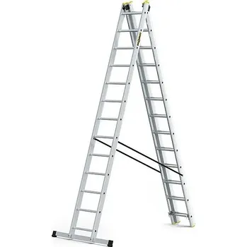 Žebřík DRABEST Žebřík hliníkový Drabest, 3x13 PRO, 3-dílný PROFI
