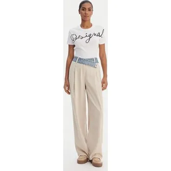 Desigual Kalhoty z materiálu 26SWPW28 Béžová Regular Fit S