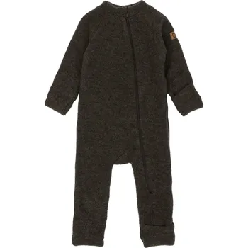Kojenecká kombinéza MIKK-LINE Merino overal na zip bez kapuce tmavě hnědý Dark brown Melange - Velikost: 104 Hnědá 104