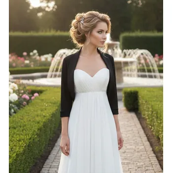 Bolerko Šifonové oversize bolerko se saténovým lemem - černé: BD-12 Vybraná velikost: 40/42