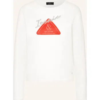 Dámský svetr Monari Dlouhé Rukávy S Ozdobnými Kameny, bílá / červená