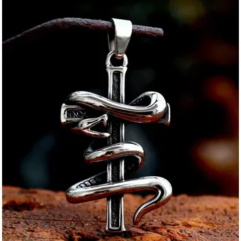 Řetízek Náhrdelník a přívěsek s křížem a hadem