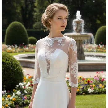 Bolerko Krajkový svatební kabátek - bílý: BD-98 Vybraná velikost: 40