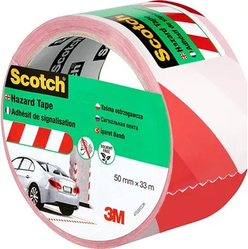 Nářadí pro automobil Scotch Lepicí páska pro bezpečnostní značení, 50 mm × 33 m, červeno-bílá