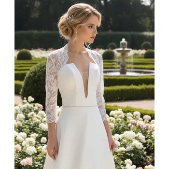 Bolerko Svatební bolerko z husté jemné krajky - ivory: BD-96 Vybraná velikost: 38