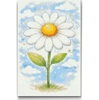 Diamantové malování Diamantové malování - Kopretina v oblacích Velikost: 20x30cm, Rámování: Pouze srolované plátno, Diamanty: Čtvercové