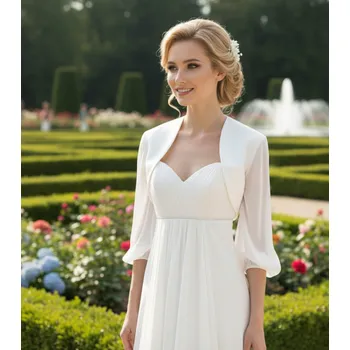 Bolerko Svatební bolerko s mušelínovými rukávy - ivory: BD-60 Vybraná velikost: 40