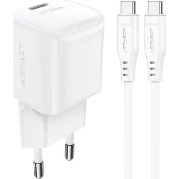 Telefonní příslušenství ACEFAST A77 Mini PD 30W GaN + USB-C kabel bílá