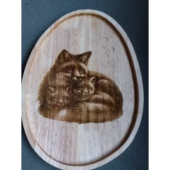 Dřevěná podnos s motivem lišky | 31 cm x 23 cm