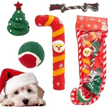 VERK GROUP Sada hraček pro psy žvýkačky pro psy 4 ks mix dárková hračka vánoce