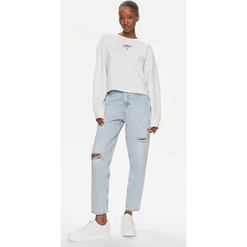 Pánské oblečení Tommy Jeans Mikina Essential Logo DW0DW17796 Bílá Relaxed Fit S
