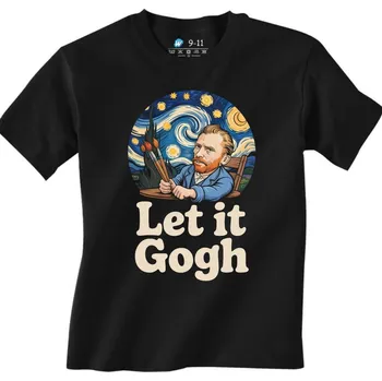 Dívčí tričko Dětské tričko Vincent van Gogh ve Hvězdné noci Nech to být Let it Gogh (Velikost: 5-6, Barva: Černá)