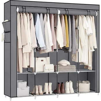 Textilní šatní skříň Rivet šedá