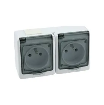 Elektrická zásuvka Dvojzásuvka na omítku IP44 bílá (cs)