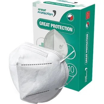 respirátor Great Protection respirátor 4 vrstvý třída ochrany FFP2 (bílý), 10ks