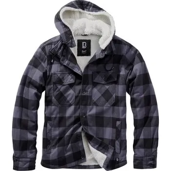 Bunda Brandit Lumberjacket Hooded - šedá-černá, L