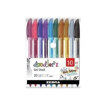 Sada gelových per "Doodler z Glitter", 10 třpytivých barev, 0,33 mm, ZEBRA 02619