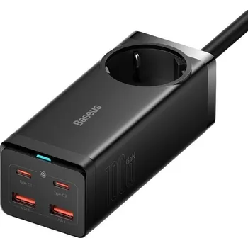 Baseus GaN3 Pro rychlonabíjecí stolní adaptér 2x USB-C + 2x USB-A + AC 100W 1.5m kabel černá