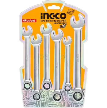 Klíč Ingco HKSPAR1062 Klíč oboustranný očkoplochý a plochý, sada 6ks, CrV