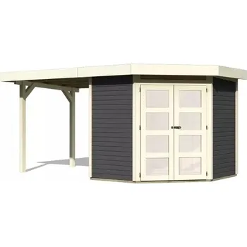 LANIT PLAST, s.r.o. dřevěný domek KARIBU GOLDENDORF 3 + přístavek 240 cm (78243) terragrau LG3879